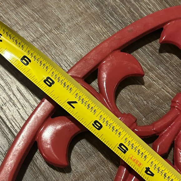 12” Cast Iron Trivet oval with FLEUR DE LIS Plaque Finial Home Rustic 2012 - Picture 6 of 6